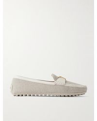 Tod's - Loafers Aus Raffiabast Mit Lederbesätzen Und Verzierung - Lyst