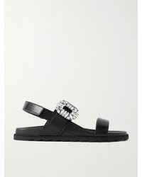 Roger Vivier - Slidy Viv Crystal-Embellished Leather Slingback Sandals - Lyst