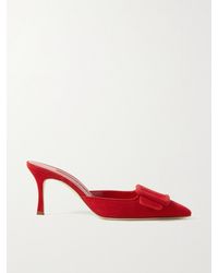 Manolo Blahnik - Mules En Daim À Boucles Maysale 70 - Lyst