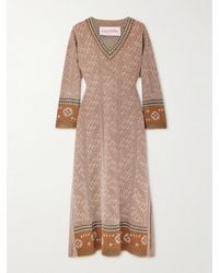 Valentino Garavani - Metallic Intarsia-Knit Midi Dress - Lyst
