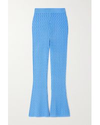 Dodo Bar Or Sophia Pointelle-knit Flared Trousers - Blue