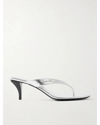 Gucci - Vittoria Logo-Embellished Metallic Leather Thong Sandals - Lyst