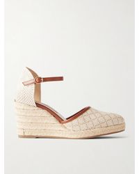 Manolo Blahnik - Espadrahi 90 Leather-Trimmed Canvas Espadrille Pumps - Lyst