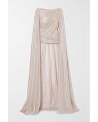Talbot Runhof Cape-effect Draped Metallic Voile Top - Multicolour