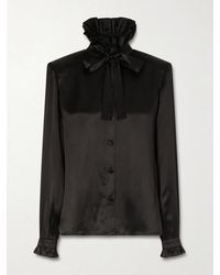 Gucci - Pussy-Bow Ruffled Silk-Satin Blouse - Lyst
