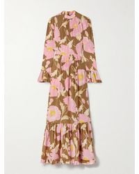 La DoubleJ - Visconti Tiered Ruffled Floral-Print Silk Crepe De Chine Maxi Dress - Lyst