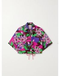 Moncler - Cropped Floral-Print Cotton-Poplin Shirt - Lyst