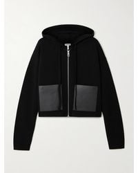 Loewe - Leather-Trimmed Wool-Blend Hoodie - Lyst