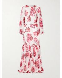Rebecca Vallance - Damask Rose Embellished Tiered Floral-Print Georgette Maxi Dress - Lyst