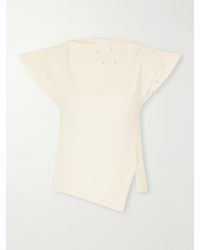 Isabel Marant - Sebani Asymmetric Gathered Bead-Embellished Cotton-Jersey T-Shirt - Lyst