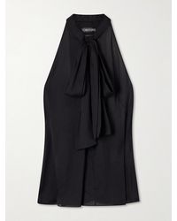 Tom Ford - Monogram-Printed Halterneck Silk-Chiffon Tank - Lyst