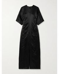 Loulou de Saison - Ruby Midikleid Aus Satin Aus Einer Leinen-Seidenmischung - Lyst