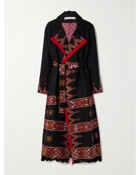 Alix Of Bohemia - Penelope Belted Fringed Embroidered Wool-Twill Jacket - Lyst