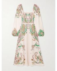 Etro - Lace-Trimmed Printed Crepe De Chine Midi Dress - Lyst