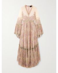 Etro - Tiered Ruffled Printed Silk-Crepon Maxi Dress - Lyst
