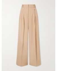 Another Tomorrow - Pleated Wool-Blend Wide-Leg Pants - Lyst