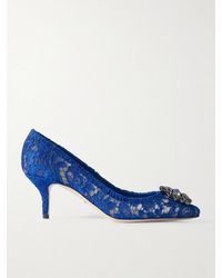 Dolce & Gabbana - Pumps Aus Spitze Mit Kristallen - Lyst