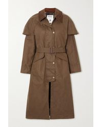 Barbour Trench-coat En Coton Ciré À Finitions En Velours Côtelé Trudie X Alexachung - Marron