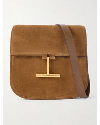 Tom Ford - Mini Leather-Trimmed Suede Shoulder Bag - Lyst