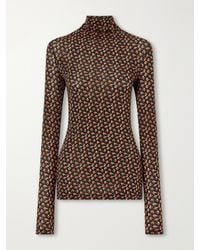 Rabanne - Floral-Print Stretch-Jersey Turtleneck Top - Lyst