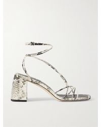 Jimmy Choo - Onyxia 70 Embellished Snake-Effect Leather Sandals - Lyst