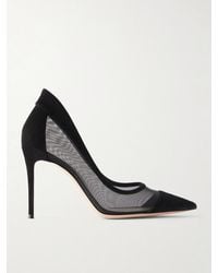 Gianvito Rossi - 95 Suede-Trimmed Mesh Pumps - Lyst