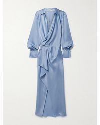 Jonathan Simkhai - Talita Draped Wrap-Effect Satin Midi Dress - Lyst
