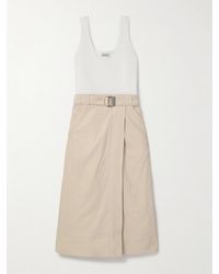 Jonathan Simkhai - Camden Midikleid Aus Einer Leinenmischung Und Stretch-Strick Mit Gürtel - Lyst