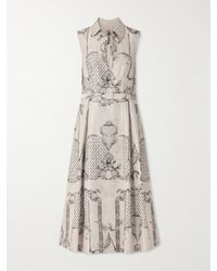 Max Mara - Belted Printed Twill Midi Shirt Dress - Lyst