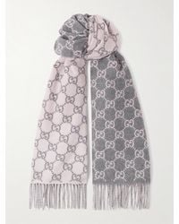 Gucci - Fringed Jacquard-Knit Cashmere Scarf - Lyst