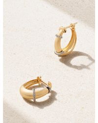 L'Atelier Nawbar - The Buoy 18-Karat And Rhodium-Plated Diamond Hoop Earrings - Lyst