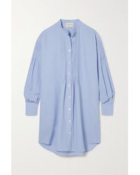 &Daughter + Net Sustain Charlie Oversized Striped Cotton-seersucker Shirt Dress - Blue