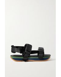 See By Chloé Ysee Leather And Canvas Platform Sandals - Black
