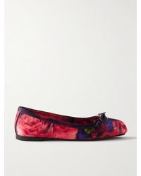 Christian Louboutin - Mamadrague Ballerinas Aus Glänzendem Crêpe Mit Blumenprint Und Schleife - Lyst