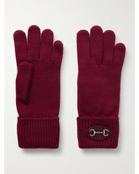 Gucci - Horsebit-Detailed Leather-Trimmed Wool Gloves - Lyst