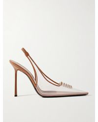 Saint Laurent - Jive Slingback-Pumps Aus Pvc Mit Lederbesätzen Und Kristallen - Lyst