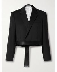 Helmut Lang - Cropped Grosgrain-Trimmed Wool Wrap Blazer - Lyst