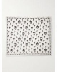 McQueen - Skull Printed Silk-Chiffon Scarf - Lyst