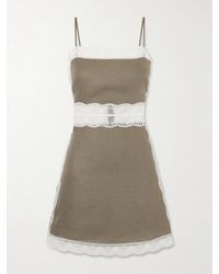 STAUD - Amalina Lace-Trimmed Linen Mini Dress - Lyst