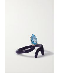 Bea Bongiasca Baby Vine Tendril Ring Aus Gold Und Silber Mit Emaille Und Topas - Lila