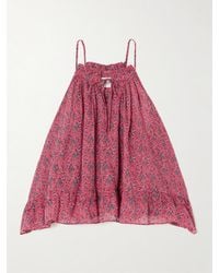 Isabel Marant - Fabino Tie-Detailed Ruffled Printed Cotton-Voile Blouse - Lyst