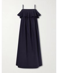 Sea - Lois Ruffled Cotton-Twill Midi Dress - Lyst