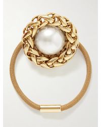 Jennifer Behr - Marit Faux Pearl-Embellished-Plated Hair Tie - Lyst