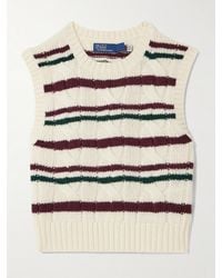Polo Ralph Lauren - Cropped Striped Cable-Knit Wool And Cashmere-Blend Vest - Lyst