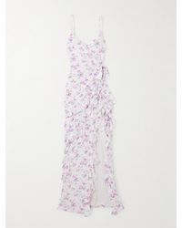 Alessandra Rich - Ruffled Floral-Print Silk-Satin Gown - Lyst