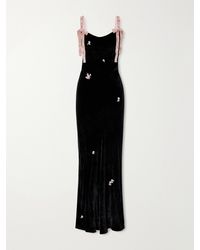 BERNADETTE - Julie Bead-Embellished Bow-Detailed Velvet Gown - Lyst