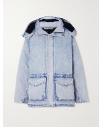 Alexander Wang - Oversized Hooded Padded Bleached Denim Jacket - Lyst
