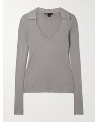 James Perse - Ribbed Cotton And Cashmere-Blend Polo Shirt - Lyst