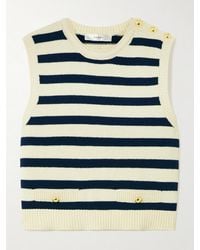 FRAME - The Harbor Button-Embellished Striped Cotton-Blend Vest - Lyst