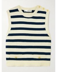 FRAME - The Harbor Button-Embellished Striped Cotton-Blend Vest - Lyst